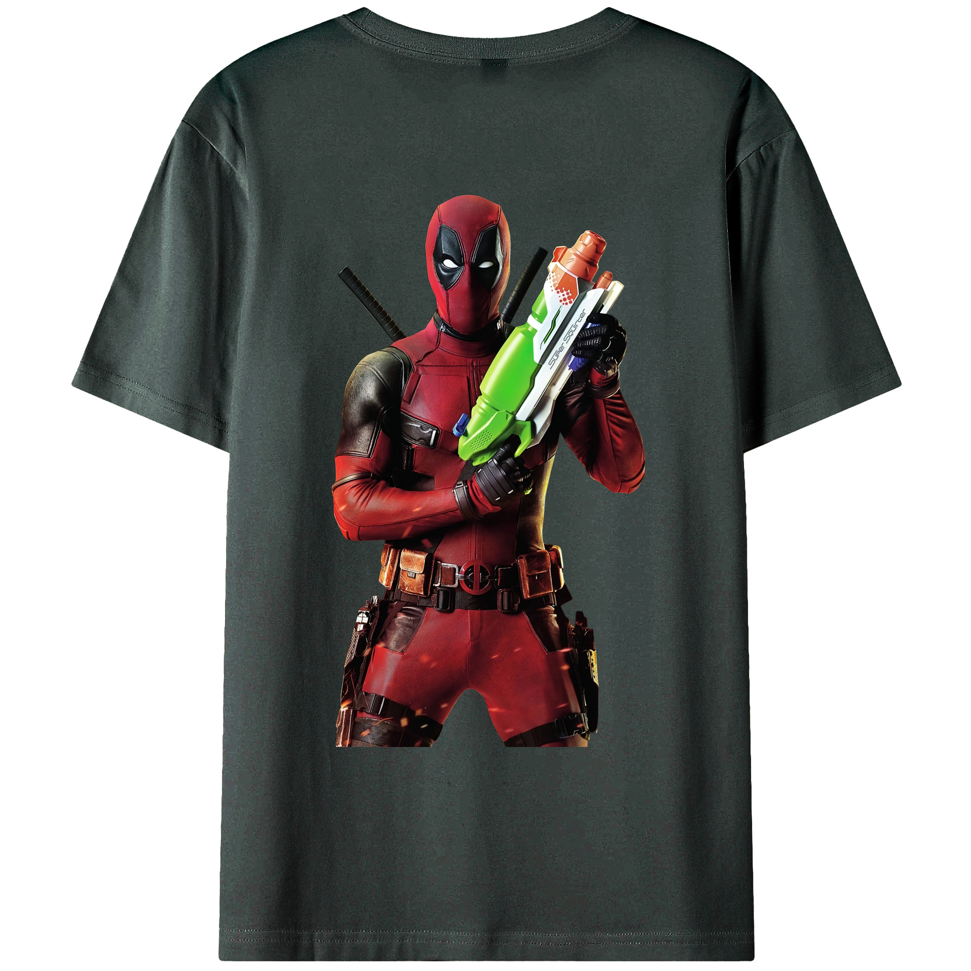（画像用） Deadpool デッドプール 綿100％ メンズ半袖Tシャツ（バックプリント） 通気性